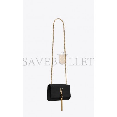 YSL KATE SMALL CHAIN BAG WITH TASSEL IN CROCODILE-EMBOSSED SHINY LEATHER 474366DND0J1000 (20*12.5*5cm)