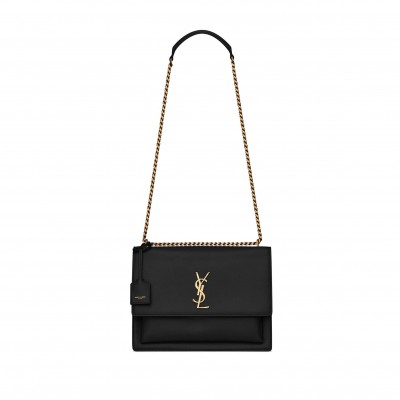 YSL SUNSET LARGE CHAIN BAG IN SMOOTH LEATHER 498779D420W1000 (27*18*8cm)