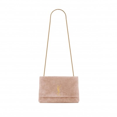 YSL KATE MEDIUM SUPPLEREVERSIBLE CHAIN BAG IN SHINY LEATHER AND SUEDE 5538040UD7W2738 (28.5*20*6cm)