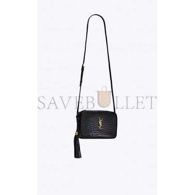 YSL LOU CAMERA BAG IN CROCODILE-EMBOSSED SHINY LEATHER 612542DND0W1000 (23*16*6cm)