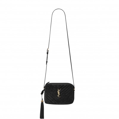 YSL LOU CAMERA BAG IN QUILTED SUEDE AND SMOOTH LEATHER 612544C4BW71000 (23*16*6cm)