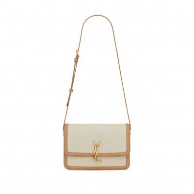 YSL SOLFERINO MEDIUM IN CANVAS AND VEGETABLE-TANNED LEATHER 634305FABE69066 (23*16*6cm)