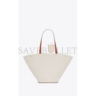 YSL RIVE GAUCHE TOTE BAG IN CANVAS AND VINTAGE LEATHER 735728FABJN9087 (50*30*12cm)